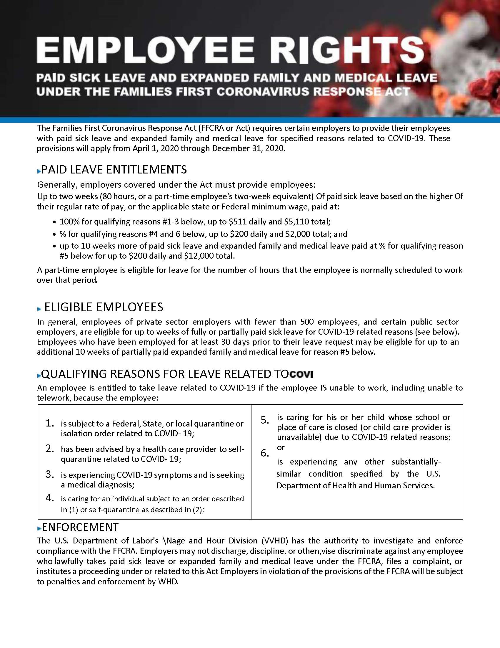 A chart from the USDOL about the Paid Family Leave portion of the ...